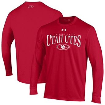 Men's Under Armour Red Utah Utes 2026 Sideline Performance Cotton Long Sleeve T-Shirt