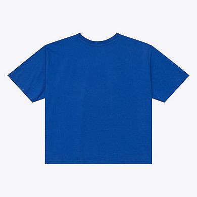 Women's Mitchell & Ness Royal New York Giants Core Essentials Micro Logo Boxy Crop T-Shirt