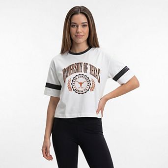 Women's Champion White Texas Longhorns Striped Ringer T-Shirt