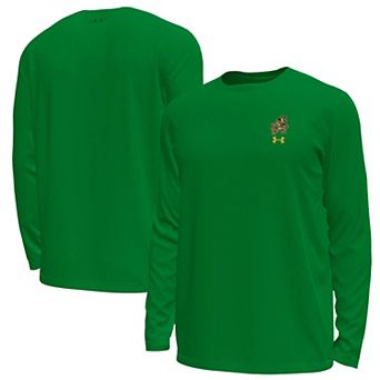 Men's Under Armour #1 Kelly Green Notre Dame Fighting Irish Irish Wear Green Tech Stretch Long Sleeve T-Shirt