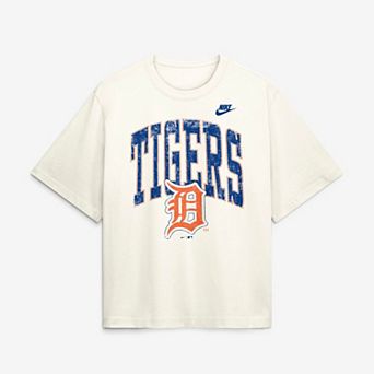 Women's Nike Cream Detroit Tigers Arched Distressed Boxy T-Shirt