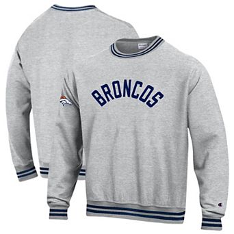 Men's Champion Gray/Navy Denver Broncos Reverse Weave Yarn Dye Sweatshirt