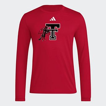 Men's adidas Red Texas Tech Red Raiders Primary Locker Logo Pre-Game Long Sleeve T-Shirt