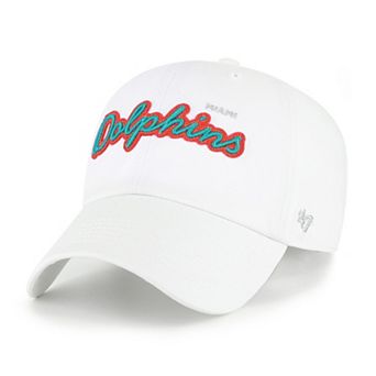 Women's '47 White Miami Dolphins Trendy Script Clean Up Adjustable Hat