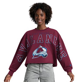 Women's Starter Maroon Colorado Avalanche Bleachers Cropped Drop Shoulder Sweatshirt