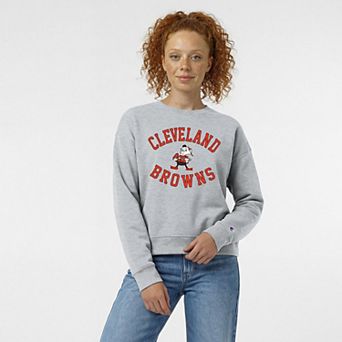 Women's Champion Heather Gray Cleveland Browns Heart & Soul Powerblend Sweatshirt