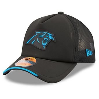 Men's New Era Black Carolina Panthers 2026 Sideline Apex 9FORTY Adjustable Trucker Hat