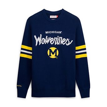 Men's Mitchell & Ness Navy Michigan Wolverines Head Coach Sweater