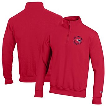 Men's Champion Red New England Patriots Powerblend Quarter-Zip Pullover