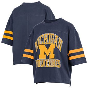 Women's Pressbox Navy Michigan Wolverines Wayne Tyler Cropped T-Shirt