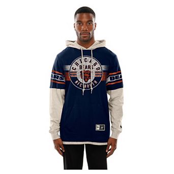 Men's New Era Navy Chicago Bears Twofer Layered Long Sleeve Hoodie T-Shirt