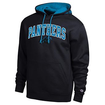 Men's Champion Black/Blue Carolina Panthers Contrast Hoodie