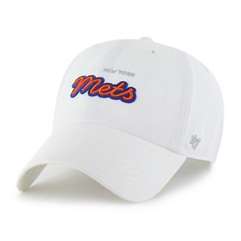 Women's '47 White New York Mets Trendy Script Clean Up Adjustable Hat