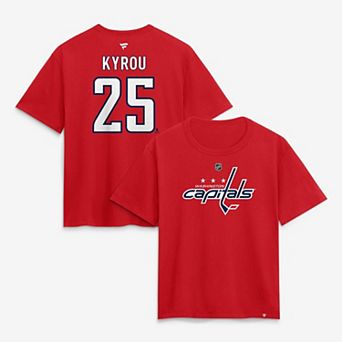 Women's Fanatics Jordan Kyrou Red Washington Capitals Authentic Stack Name & Number T-Shirt