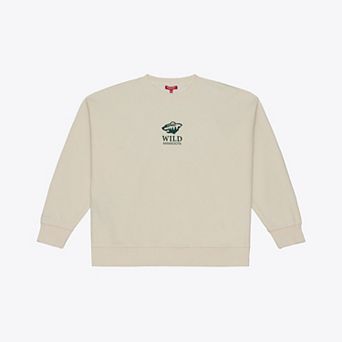 Women's Mitchell & Ness Cream Minnesota Wild Core Essentials Sweatshirt