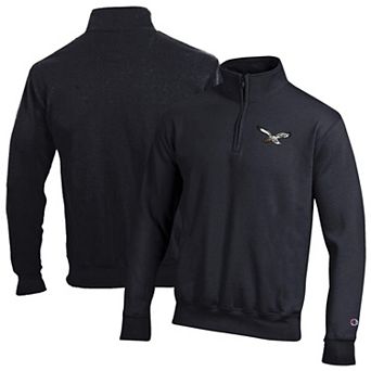 Men's Champion Black Philadelphia Eagles Powerblend Quarter-Zip Pullover