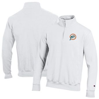 Men's Champion White Miami Dolphins Powerblend Quarter-Zip Pullover