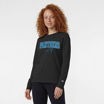 Women's Champion Black Carolina Panthers Core Logo Long Sleeve T-Shirt