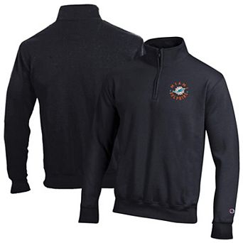 Men's Champion Black Miami Dolphins Powerblend Quarter-Zip Pullover