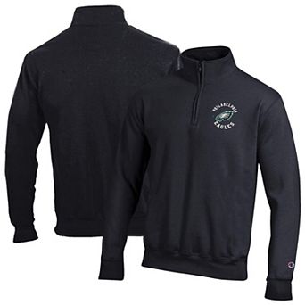 Men's Champion Black Philadelphia Eagles Powerblend Quarter-Zip Pullover