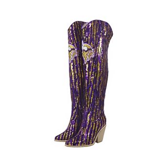 Cuce Minnesota Vikings Over-the-Knee Two-Tone Sequin Boots