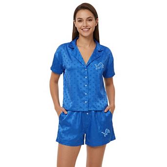 Women's Concepts Sport Blue Detroit Lions Wink Dot Satin Jacquard Sleep Set