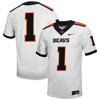 Men's Nike #1 White Oregon State Beavers Road Replica Football Jersey