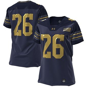 Women's Under Armour #26 Navy Notre Dame Fighting Irish 2026 Shamrock Series Replica Football Jersey
