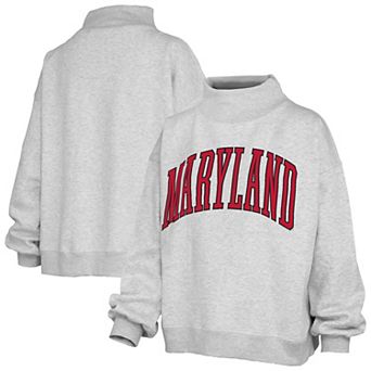 Women's Pressbox Gray Maryland Terrapins Oversized Nelson Mock Neck Sweatshirt