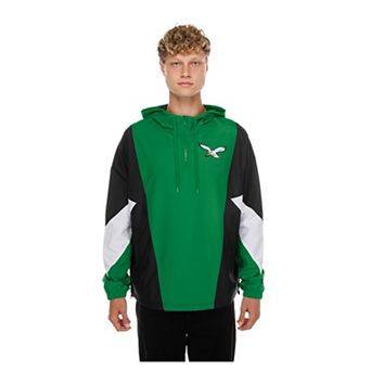 Men's New Era Kelly Green Philadelphia Eagles Quarter-Zip Windbreaker Jacket