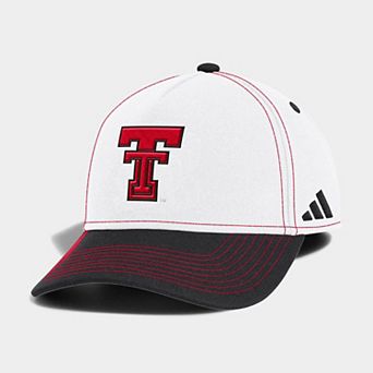 Unisex adidas White/Black Texas Tech Red Raiders 2026 Sideline A-Frame Adjustable Hat