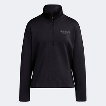 Women's adidas Black Nebraska Huskers Soft Lux Quarter-Zip Top