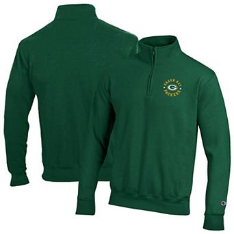 Men's Champion Green Green Bay Packers Powerblend Quarter-Zip Pullover