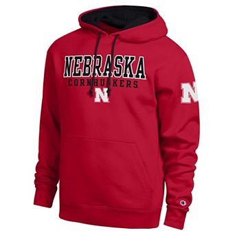 Men's Champion Scarlet Nebraska Huskers Contrast Hoodie