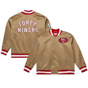 Men's Mitchell & Ness Gold San Francisco 49ers 80th Anniversary Heavyweight Satin Full-Snap Jacket