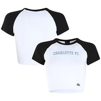 Women's Hype and Vice White Charlotte FC Home Run Cropped Raglan T-Shirt