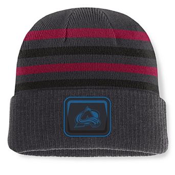 Men's Fanatics Charcoal Colorado Avalanche Knurly Stripe Cuffed Knit Hat