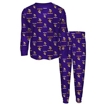 Youth Outerstuff Purple Minnesota Vikings All-Over-Print Long Sleeve T-Shirt and Pants Sleep Set