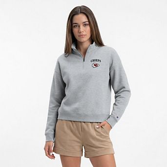 Women's Champion Heather Gray Kansas City Chiefs Powerblend Quarter-Zip Sweatshirt