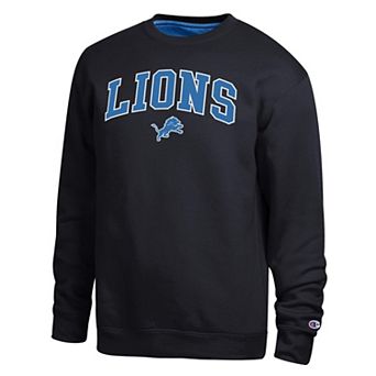 Men's Champion Black Detroit Lions Contrast Lined Sweatshirt