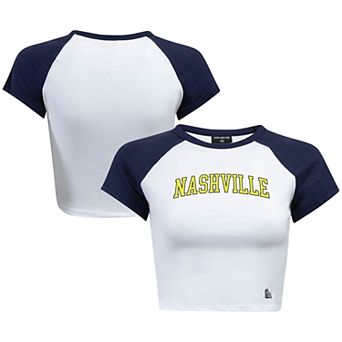 Women's Hype and Vice White Nashville SC Home Run Cropped Raglan T-Shirt