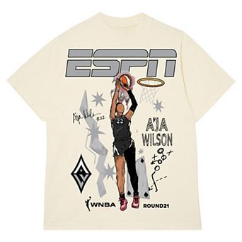 Unisex round21 A'ja Wilson Cream Las Vegas Aces ESPN Player Graphic T-Shirt