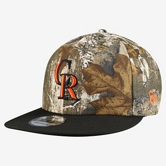 Men's New Era Camo Colorado Rockies Realtree Orange Pop 9FIFTY Snapback Hat