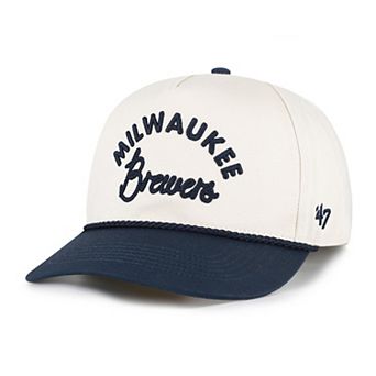 Men's '47 Natural/Navy Milwaukee Brewers Rope Script Hitch Adjustable Hat