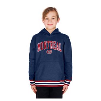 Youth New Era Navy Montreal Canadiens Knit Trim Pullover Hoodie