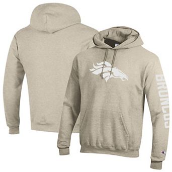 Men's Champion Oatmeal Denver Broncos Powerblend Hoodie