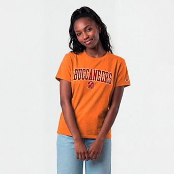 Women's Champion Orange Tampa Bay Buccaneers Arched Over Throwback Logo T-Shirt