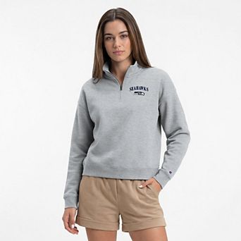 Women's Champion Heather Gray Seattle Seahawks Powerblend Quarter-Zip Sweatshirt