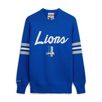 Men's Mitchell & Ness Blue Detroit Lions Head Coach Sweater