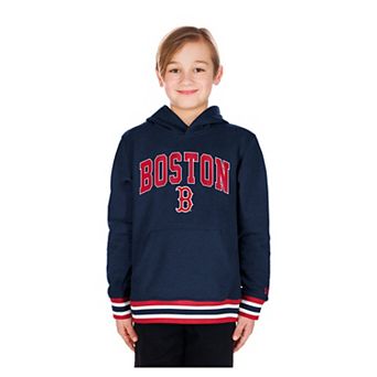 Youth New Era Navy Boston Red Sox Knit Trim Pullover Hoodie